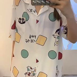 Ruige 2023 New Ice Silk Pajamas Womens Summer Korean Style Outerwear Short-Sleeved Shorts Summer Thin Homewear Suit