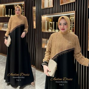 gamis brokat motif simple produk Amore by ruby edisi Andini dress gamis mewah viral kekinian