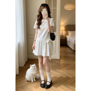 Ge·an·fei | Đầm Hè Tay Ngắn Cổ Peter Pan Phong Cách Học Đường