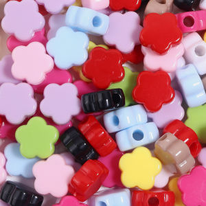 30pcs/lot 15mm Big Hole Acrylic Beads Colorful Flower Shape Loose Spacer Beads For DIY Charms Bracelet Phone Chains Accessories