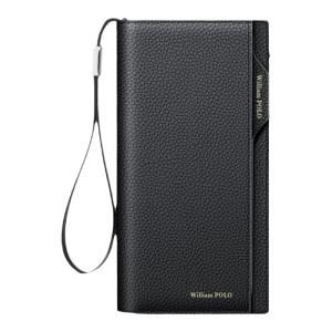 WILLIAMPOLO | Genuine Leather Long Wallet For Driving License New 2025 High Capacity Mens Clutch