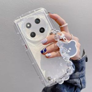 Casing for Honor X9C 5G Clear Mirror Bear Crystal Bracelet Phone Case All-inclusive Shockproof Silicone Soft Cover 2024