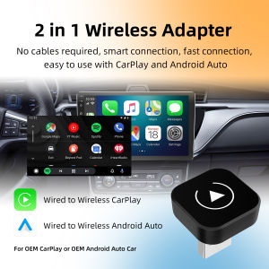 Universal 2 in 1 Wireless CarPlay Android Auto Adapter Smart Mini Box for Factory Wired Car WiFi Fast Connect Plug And Play