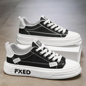 Casual Canvas Mens Shoes Summer Trendy All-Match Thick Bottom Heightening Black Cloth Shoes Student Sports Retro Japanese Style