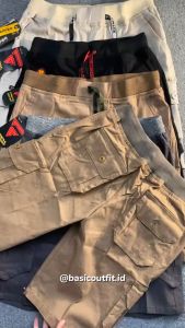 Celana Pendek Cargo Kolor Polos Pria [27-44] Stretch Big Size Jumbo RPD04B