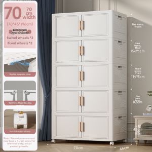 ZHUOLESHI | Foldable Double Door Storage Cabinet Large Capacity Multi-level