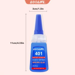 LOOLIFL | LOOLIFL 401 Instant Super Glue Cyanoacrylate Adhesive Fast Drying Multi‑Purpose Strong Glue For Rubber Metal Plastic Ceramic Gla