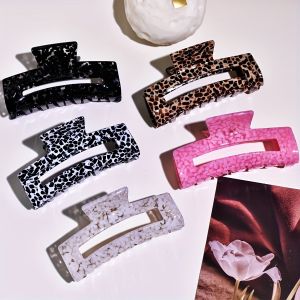 1 piece set for women Multicolor acetate rectangular Shark clip Y2K style for daily life Wear thick hair thin hair for casual us