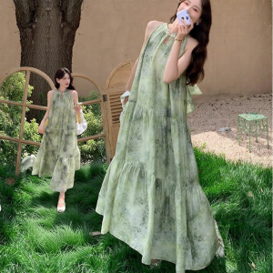 NUMEN BUTTON | Summer Chinese Style Neck-hanging Slim-fit Dress