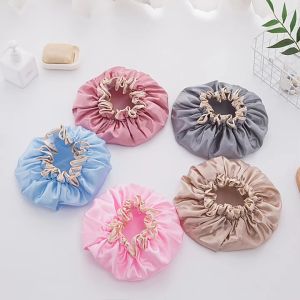 Waterproof Women Shower Cap Satin Beanie Hair Bonnet Bath Accessories Shampoo Multiple Shower Caps Bathroom Set Dust-proof
