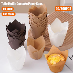 50pcs Tulip Cốc giấy làm bánh nướng xốp ly oilproof cupcakes lót khuôn nướng bánh nướng xốp bánh cupcake dụng cụ trang trí Muffin bọc trường hợp