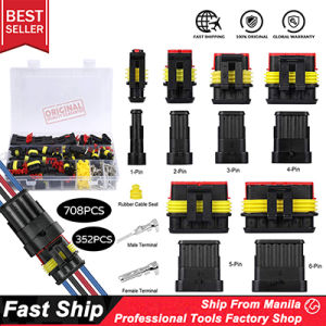 COOFARI 352pcs 708pcs HID Waterproof Connectors 1/2/3/4 Pin Car Electrical Electri Wire Connector Plug Truck Harness