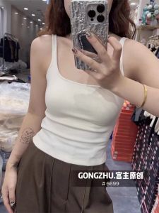 Áo Ba Lỗ Nữ Cổ Vuông Cỡ Lớn 9987 Áo Ngực Cố Định Có Đệm Ngực Thêu Dây Đeo Cố Định Áo Chui Đầu Mùa Hè Ngắn Màu Trơn