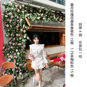 Rose Flower Waterfall Wall Decoration Landscape Door Head Simulation Flower Wall Pipe Obstruction Decor Popular Photo Taking
