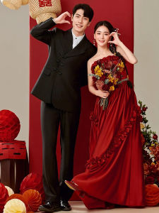 2025 New Chinese Style Mens Suit with Button Wedding Marriage Ceremony Clothing Tailored Fit Formal Wear for Groom