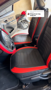 Toyota exclusive premium leather 5-seater cover waterproof and breathable seat protection pad Toyota accessories For Vios Hilux Corolla Raize Rush Camry Yaris Innova Rav4 Auto Interior Protector Full Set (Leather & ice silk)