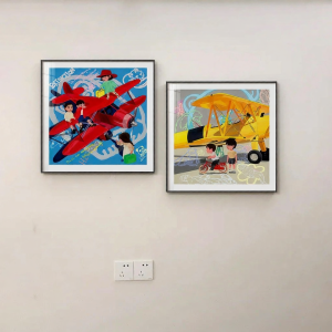 YAAISHA | Childrens Room Decorative Painting Cartoon Characters Art Plane Wall Art