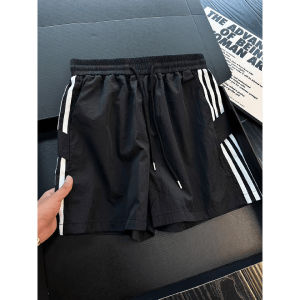 ZHUOCAN | Quần Short Bóng Rổ Màu Xanh Klein Có Sọc Nhanh Khô Nhẹ Mát Phong Cách Biển Mỹ Mùa Hè Dài Gối