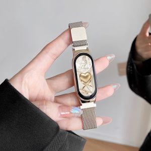 สายนาฬิกาผู้ชายและผู้หญิงสำหรับ Xiaomi Band 10/9/8/7/6/5/4NFC สายนาฬิกาแบบสวมข้อมือแบบหุ้มเหล็ก สายรัดข้อมือแบบหุ้มเหล็กสำหรับฤดูร้อน