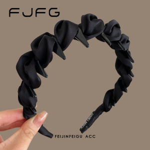 Elegant Satin Hairband Womens Heightening Forehead Miniature Face Headband Solid Color Versatile Hairpin Hair Ties