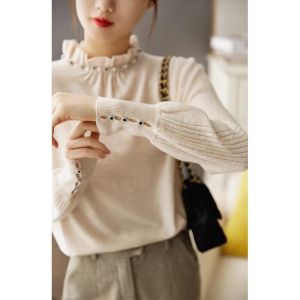 Elegant French Design Long Sleeve Knit Top
