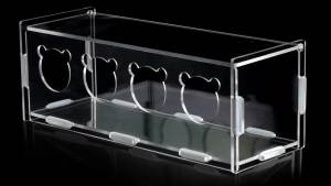 Quail Transparent Feeder Rutin Chicken Feed Chick Small Bird Seed Food Container for Small Bird Quail Chick (4 Holes)