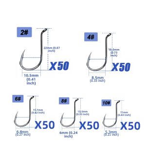 Bộ Dụng Cụ Câu Cá Mực 9KM 100-250 Chiếc Móc Câu Tròn Lệch Tâm Thép Carbon Cao Cấp Màu Đen Dùng Cho Cá Da Trơn Nước Mặn Và Nước Ngọt