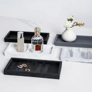 Square Silicone Bathroom Storage Tra - No Installation Required.Portable Storage for The Bathroom.Marble Tabletop Storage Rack.