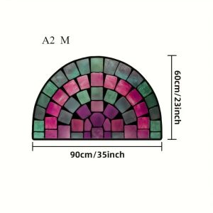 VIKAMA Bohemian Thảm Hình Bán Tròn Mềm Mại Chống Trơn Trượt Trong Nhà Ngoài Trời Lối Vào Thảm Họa Tiết Hoa Trang Trí Nhà Phòng Tắm Thảm Cửa