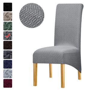 Polar Fleece Chair Cover Stretch XL Size Long Back Chair Covers Seat Covers With Back For Wedding Dining Room Chairs