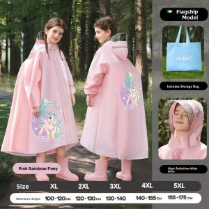 MONLEYTA | School Uniform Raincoat For Girls Full Body With Backpack Position Rainproof 2025 New Style Childrens Raincoat Pure Color