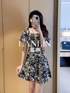 Summer Dresses for Women: New French Retro Puff Sleeve & Square Neck Slim Floral Styles