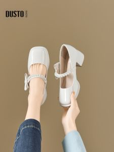 DUSTO | Ribboned Coarse-Heeled Mary Jane Shoes For Dresses Fall Bridal