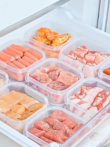 20Pcs 350ML Refrigerator Frozen Meat Box Meat Freezing Preservation Box Transparent Food Sealed Storage Containers Stackable Plastic Food Fresh-keeping Box with Lid Kitchen Vegetable Storage Organizer Box