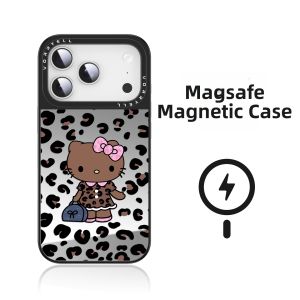 VORRYELL | Leopard Design Magnetic Charging Case with Mirror Drop-proof Slip-resistant Exclusive for Girls