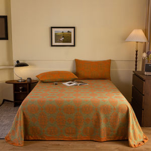 Pure Cotton Floral Embroidery Double Layer Bed Single Piece Three-piece Set Vintage Style Purple Durable Breathable Bedding