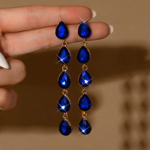 Multi colored drop crystal pendant earrings with rhinestones suitable for wedding bridesmaids dinners and dances
