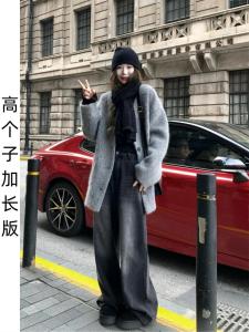 กางเกงยีนส์ทรงหลวมขาตรงสีดำสำหรับผู้หญิงไซส์ใหญ่ กางเกงขายาวทรงขากว้างทรงหลวมสำหรับฤดูใบไม้ผลิและฤดูใบไม้ร่วง