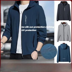 Couple Ice Silk Hoodie Jacket Hooded Fishing Outdoor Sports Waterproof Sun Protection Clothing