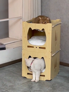 Teekland Cat House Wooden Bunny Rabbit Cat Hutch Outdoor Pet Cage Shelter Feral Cat House Small Pet House and Habitats Easy to Assemble