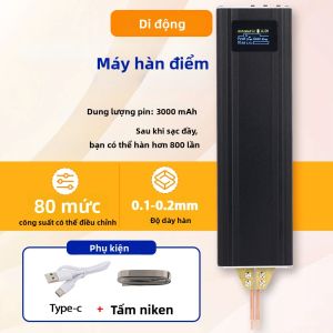 Máy Hàn Điểm Cầm Tay Di Động Với Màn Hình LCD Màu 80 Cấp Độ 800A 3000mAh Cổng Type C Dùng Cho Pin Lithium 18650 Dải Nickel Dụng Cụ Sửa Chữa Hàn DIY