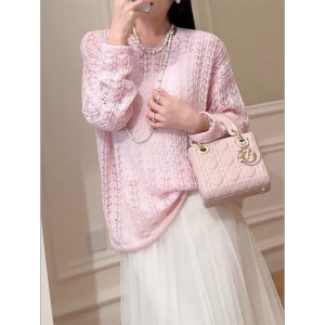 QINGNAER | Crochet Lace Hollow Out Loose Knit Sweater 2025 New Fall