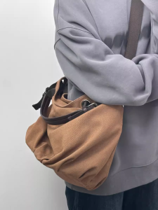 กระเป๋าผ้าใบยูนิเซ็กซ์ความจุขนาดใหญ่แบบสะพายไหล่ข้างเดียวสไตล์ญี่ปุ่นย้อนยุค กระเป๋าถือสำหรับเดินทาง กระเป๋าสะพายข้างแบบลำลอง