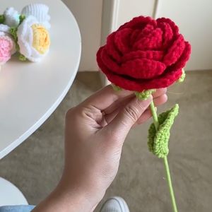 Nijito-Handmade Crochet DIY Flower Knitting Bouquet Girlfriend Birthay Gift Valentines Rose Flowers Fake Flower Present