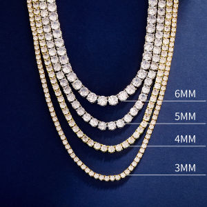 3MM 4MM 5MM 6MM 5A Cubic Zirconia CZ Tennis Chain Necklace High Quality Iced Out Bling Hip Hop Men Boy Classic Basic Chains