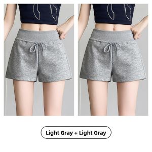 MiiOW | High Waist Drawstring Grey Short Pants Womens Summer Outdoor Wear Straight Leg Casual Super Popular Trousers Cat Person