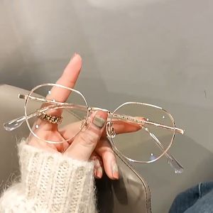 Ultra pure radiation proof glasses frame womens mens anti-blue lens metal frame myopia glasses