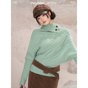 loveheynew | Áo Sweater Cổ Bất Quy tắc Dáng Dơi cho Nữ Mặc Mùa Đông
