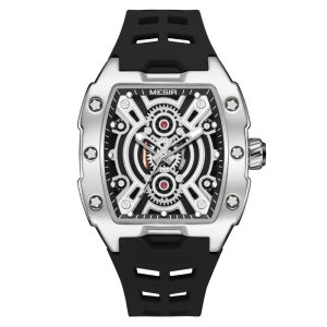 MEGIR นาฬิกาควอทซ์ซิลิกาสำหรับผู้ชายนาฬิกาแฟชั่นดีไซน์แบบโครโนกราฟนาฬิกาข้อมือกันน้ำสำหรับกีฬาลำลอง