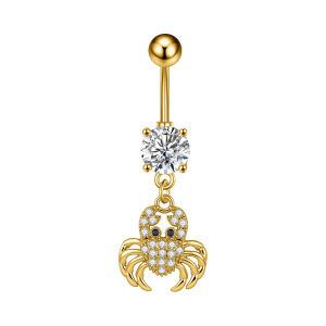 1pcs Bohemia Series Belly Piercing Nombril Gold Color Crab Conch Shell Starfish Belly Button Ring 14G Curved Navel Rings Jewelry